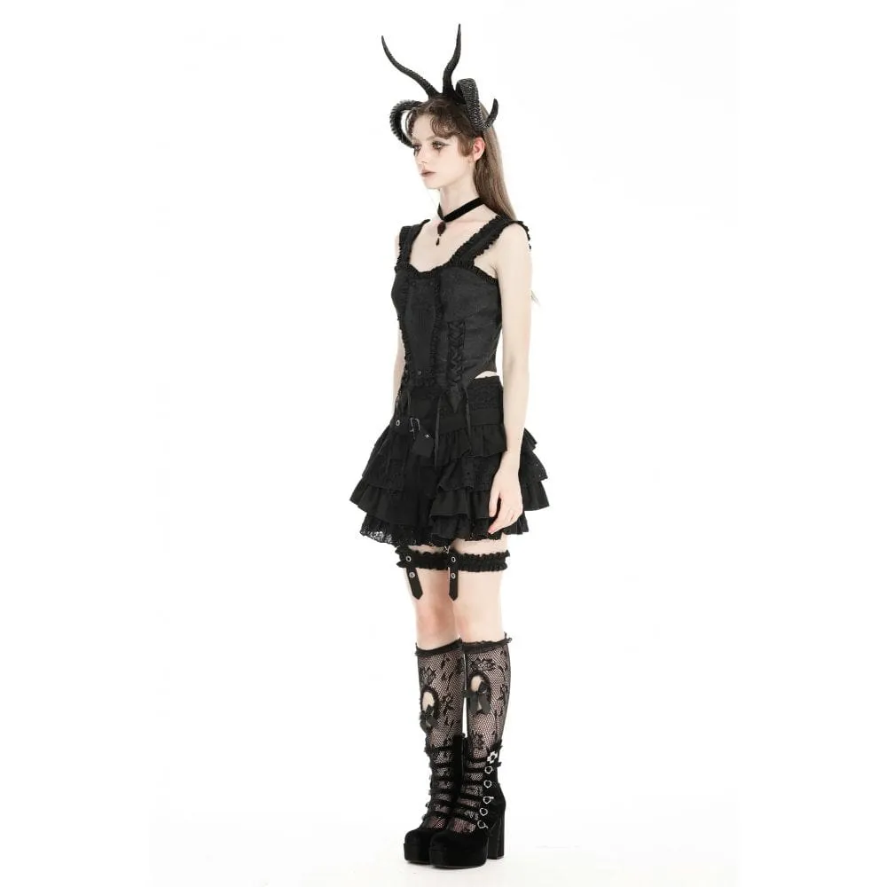 Women's Gothic Ruffled Lace-up Overbust Corset