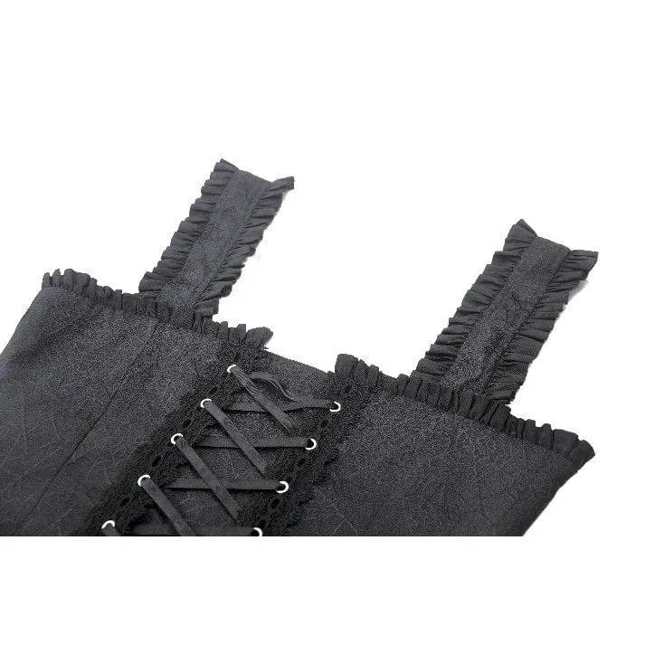 Women's Gothic Ruffled Lace-up Overbust Corset
