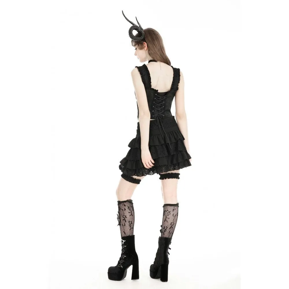 Women's Gothic Ruffled Lace-up Overbust Corset