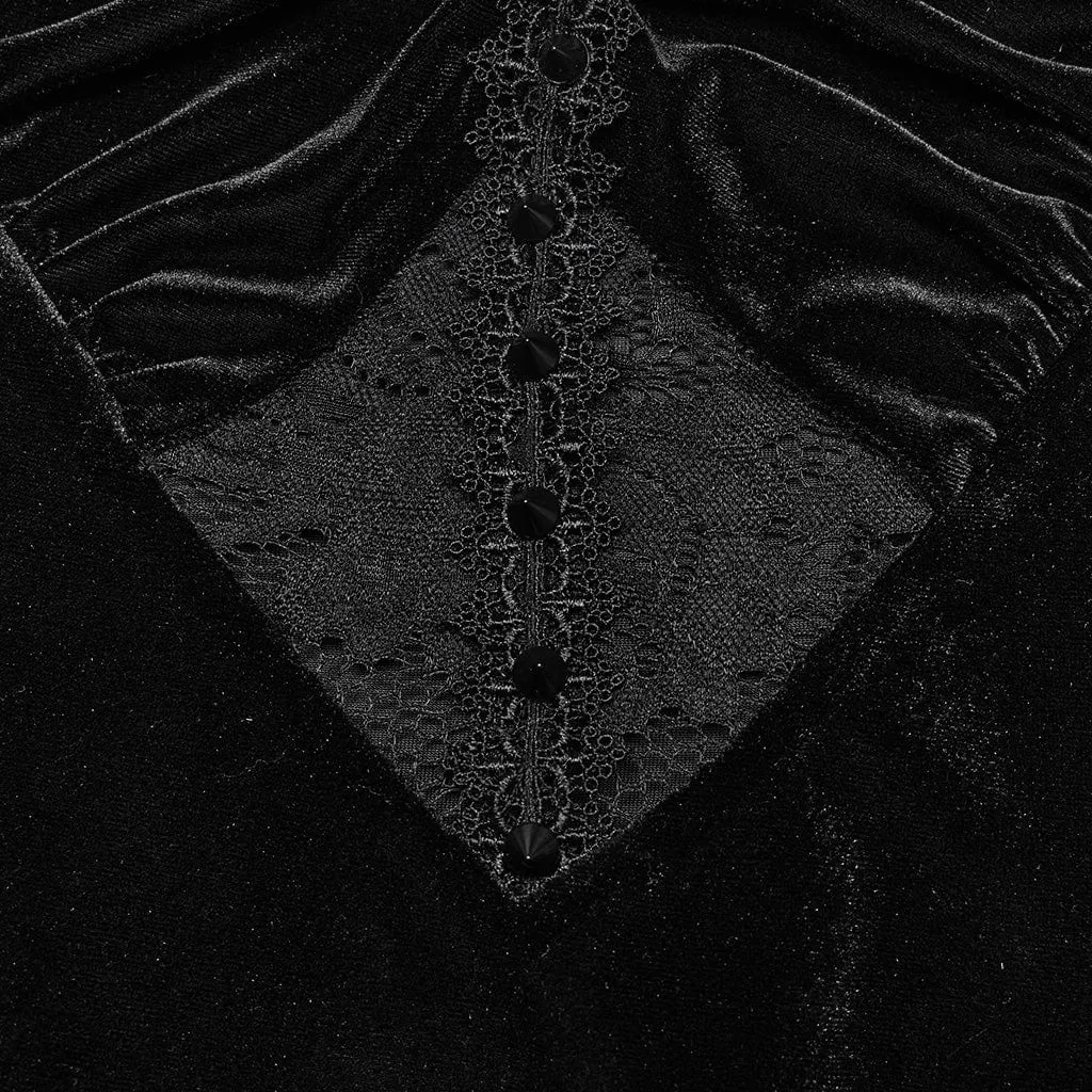 Women's Plus Size Gothic Lace Splice Velvet Fishtail Evening Slip Dress